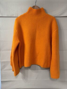 & Other Stories Orange Ribbed Mockneck Sweater